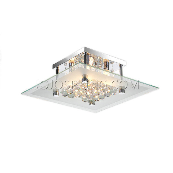 Lucia Square Glass Flush Mount Chandelier with Clear Crystals